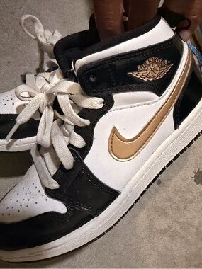 Jordan Women’s Black, White & Gold High-Top Sneakers